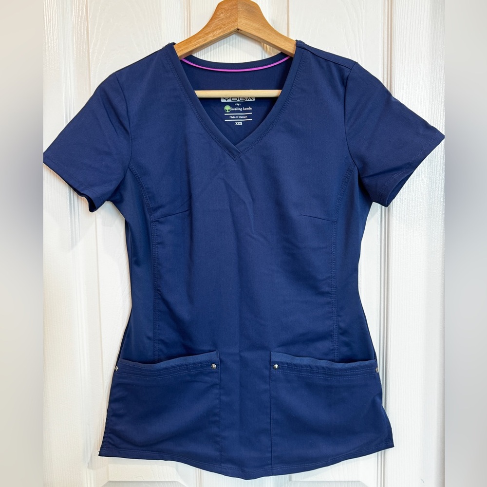 Healing Hands Purple Label Yoga Scrubs Navy Blue